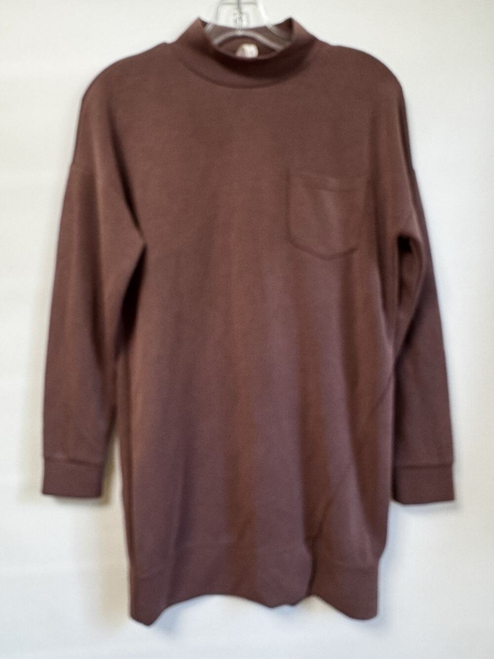 Cable & Gauge Women’s Small Brown Mock Neck Long Sleeve Tunic Sweater Pocket